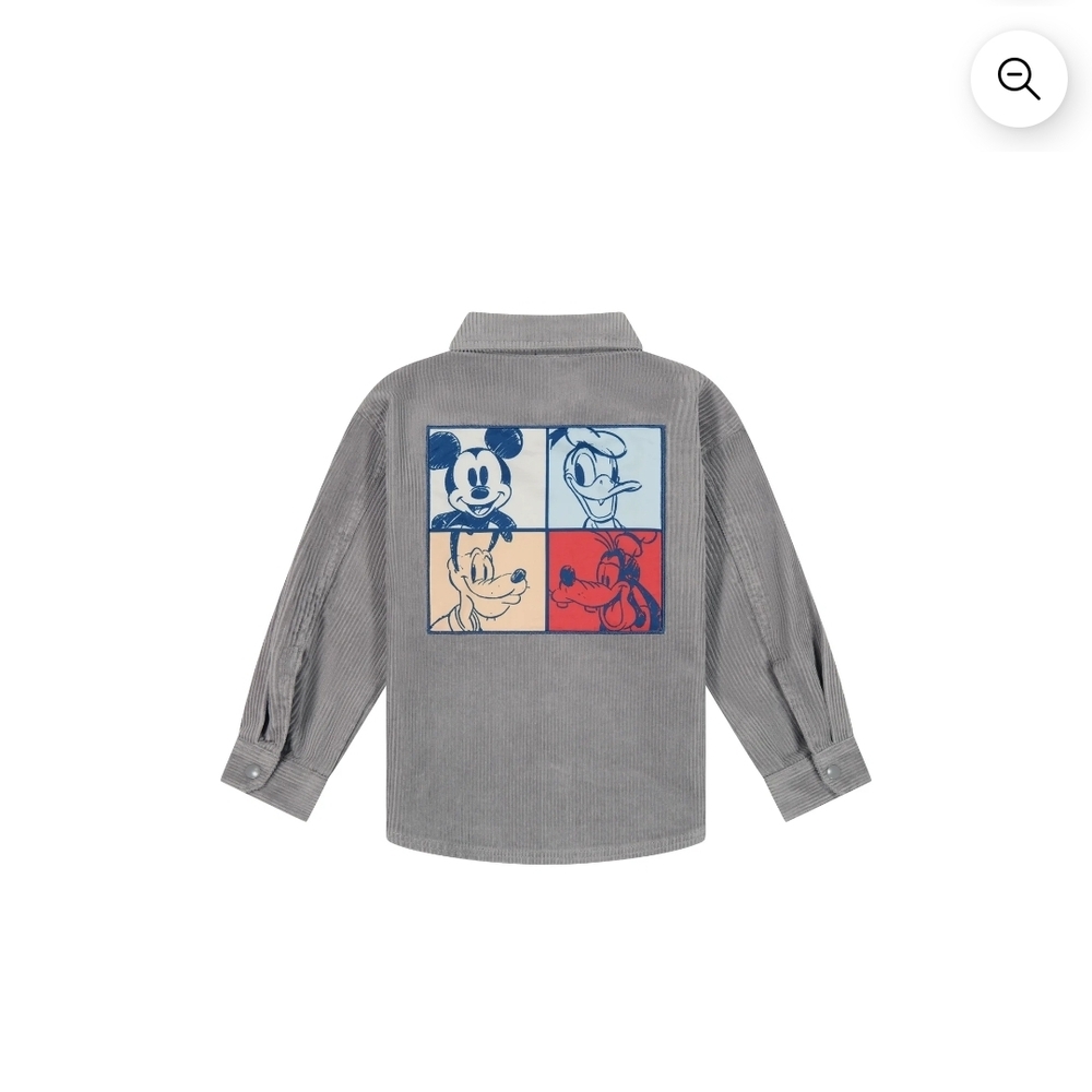 Disney Gray Button Down Shacket with Mickey and Friends
